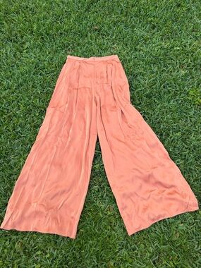 ASOS Design NWT Rust Satin Wide Leg High Rise Trousers Size US 8
